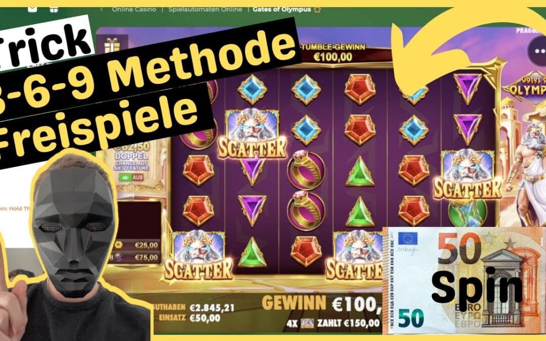 Online Casino Tricks | 3-6-9 Methode Gates of Olympus 50€ Freispiele Trick