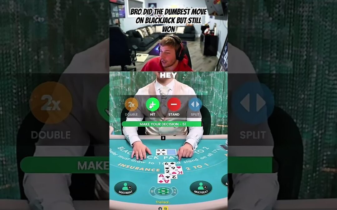 BRO DID THE DUMBEST MOVE ON BLACKJACK BUT STILL WON #casino #onlinecasino #streamer #blackjack
